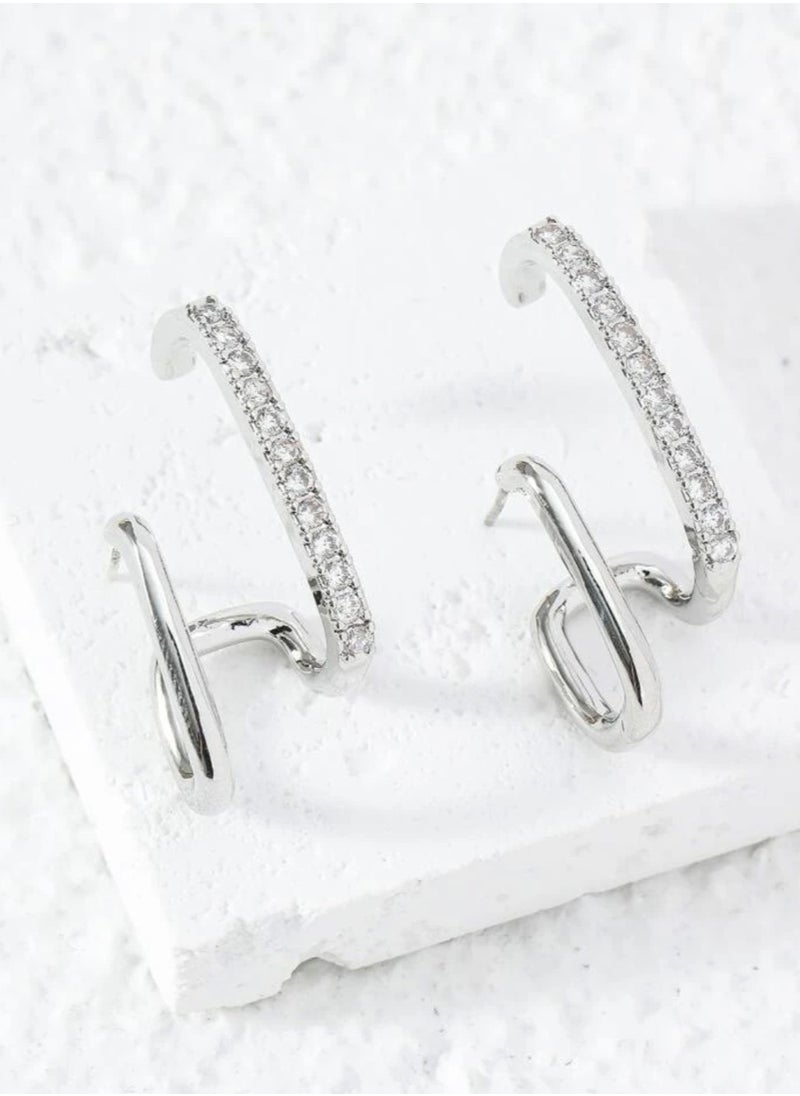 Jewelry 4You - Elegant Earrings For Women Inlaid With Zirconia - Image 1