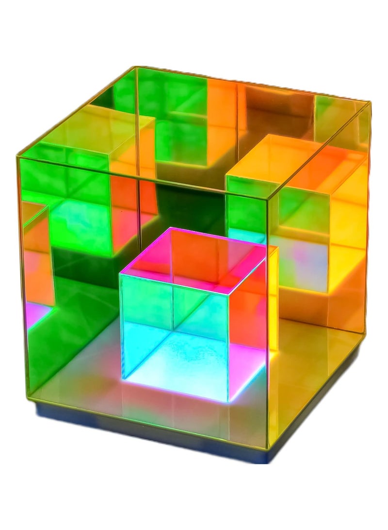 REBENUO 3D Geometric Shape Table Lamp with Remote Control LED Tabletop Decorative Lamp Colorful Acrylic Desk Lamp for Bedroom Office Product size 22 cm - Image 1