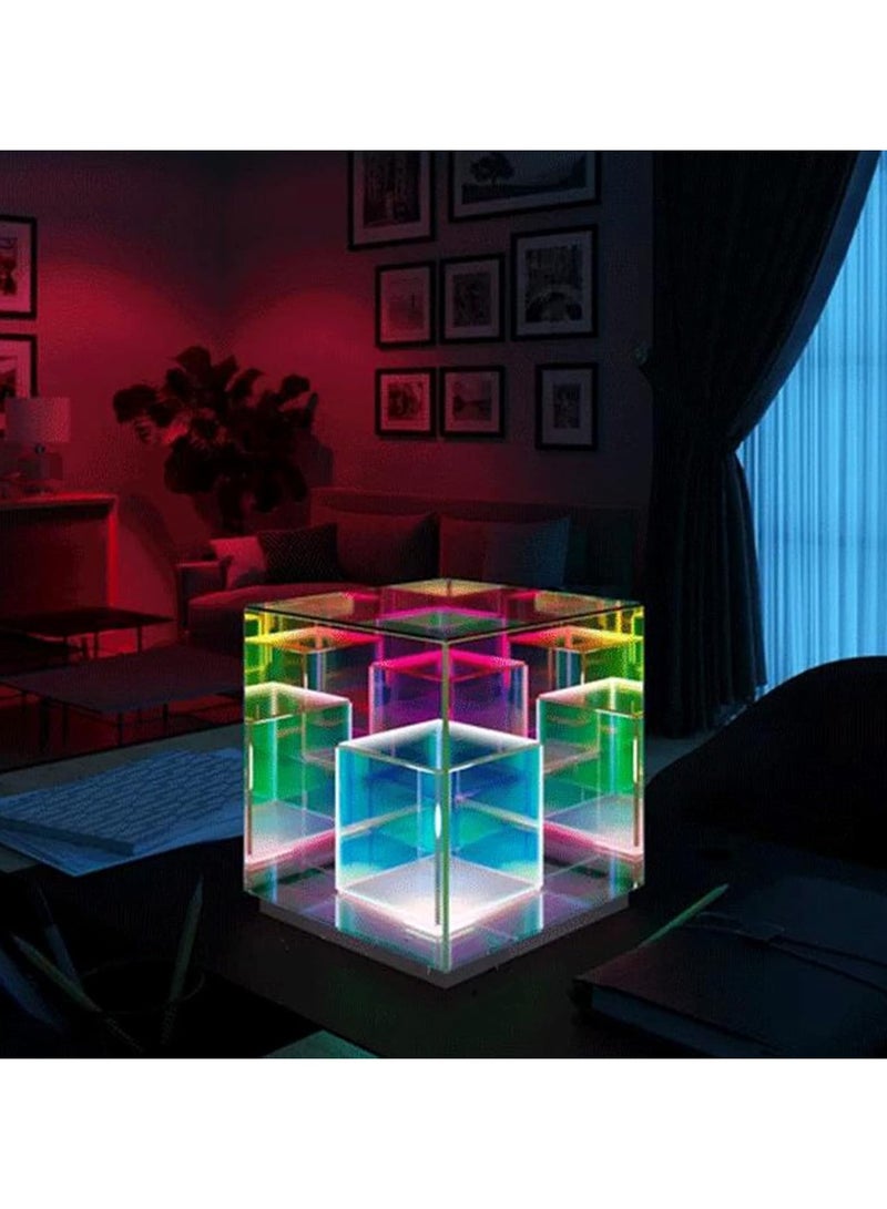 REBENUO 3D Geometric Shape Table Lamp with Remote Control LED Tabletop Decorative Lamp Colorful Acrylic Desk Lamp for Bedroom Office Product size 22 cm - Image 2