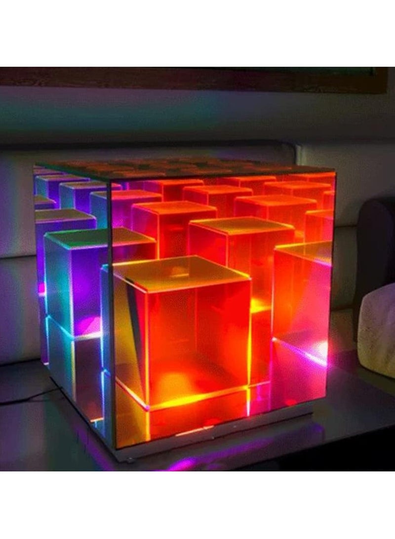 REBENUO 3D Geometric Shape Table Lamp with Remote Control LED Tabletop Decorative Lamp Colorful Acrylic Desk Lamp for Bedroom Office Product size 22 cm - Image 3