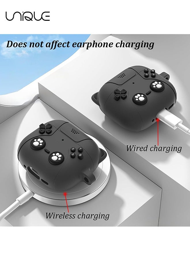 Unique For AirPods 4 Headphone Case - Cat Ear Shape Headphone Case, Black Case - With Cat Ear Shape Lanyard, Designed for AirPods 4 - Black  - Image 5