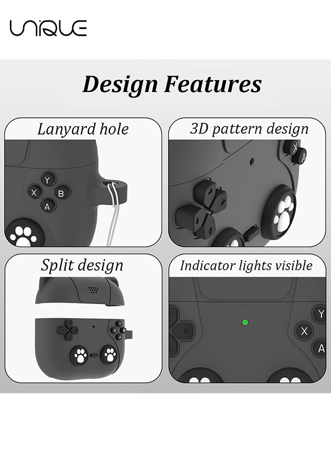 Unique For AirPods 4 Headphone Case - Cat Ear Shape Headphone Case, Black Case - With Cat Ear Shape Lanyard, Designed for AirPods 4 - Black  - Image 3