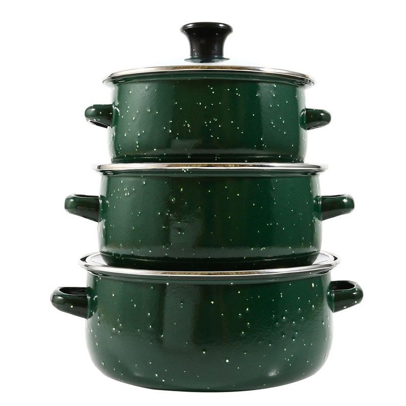 Compact Enamel Stew Pot, Ideal for Small Spaces with Even and Rapid Heating Features - Image 1