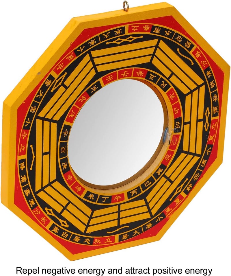 Feng Shui Bagua Mirror, Convex Wood Particle Board Metal Wall Hanging Decoration for Home Protection and Good Luck, 8 Inch Housewarming Gift - Image 5