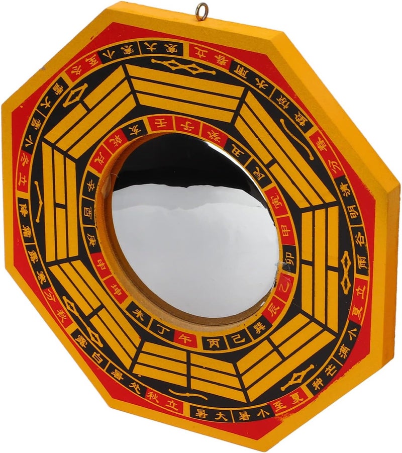 Feng Shui Bagua Mirror, Convex Wood Particle Board Metal Wall Hanging Decoration for Home Protection and Good Luck, 8 Inch Housewarming Gift - Image 4