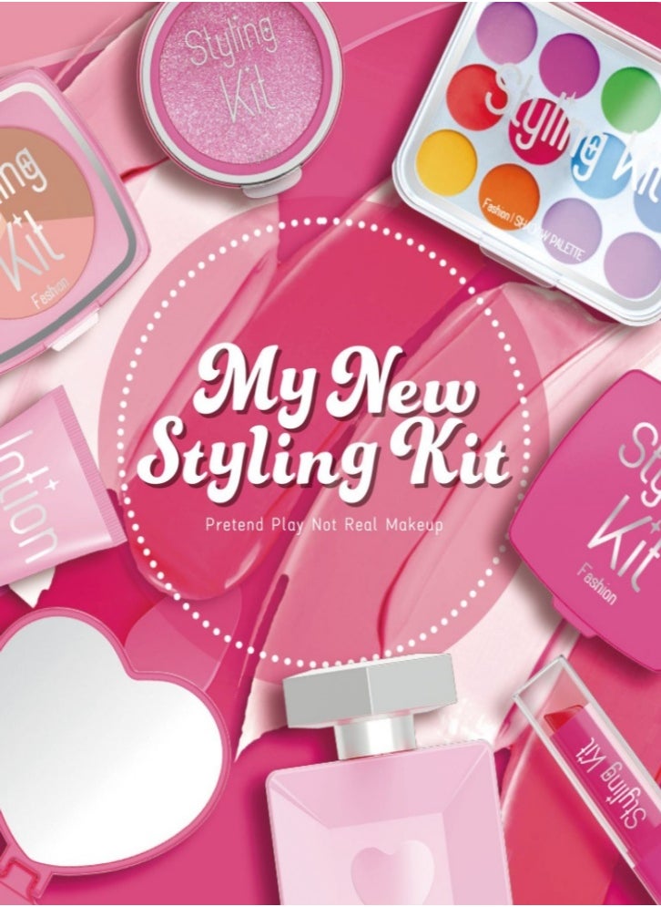 Lullaxx Lullaxx kids makeup kit for girl with Mirror,Laptop Design,Toddler/Kids Makeup Set,Non-toxic Washable,Birthday Gifts for 3 4 5 6 7 8 9 10Years Old Girls,11pcs,pink(Not Real Makeup)  - Image 2