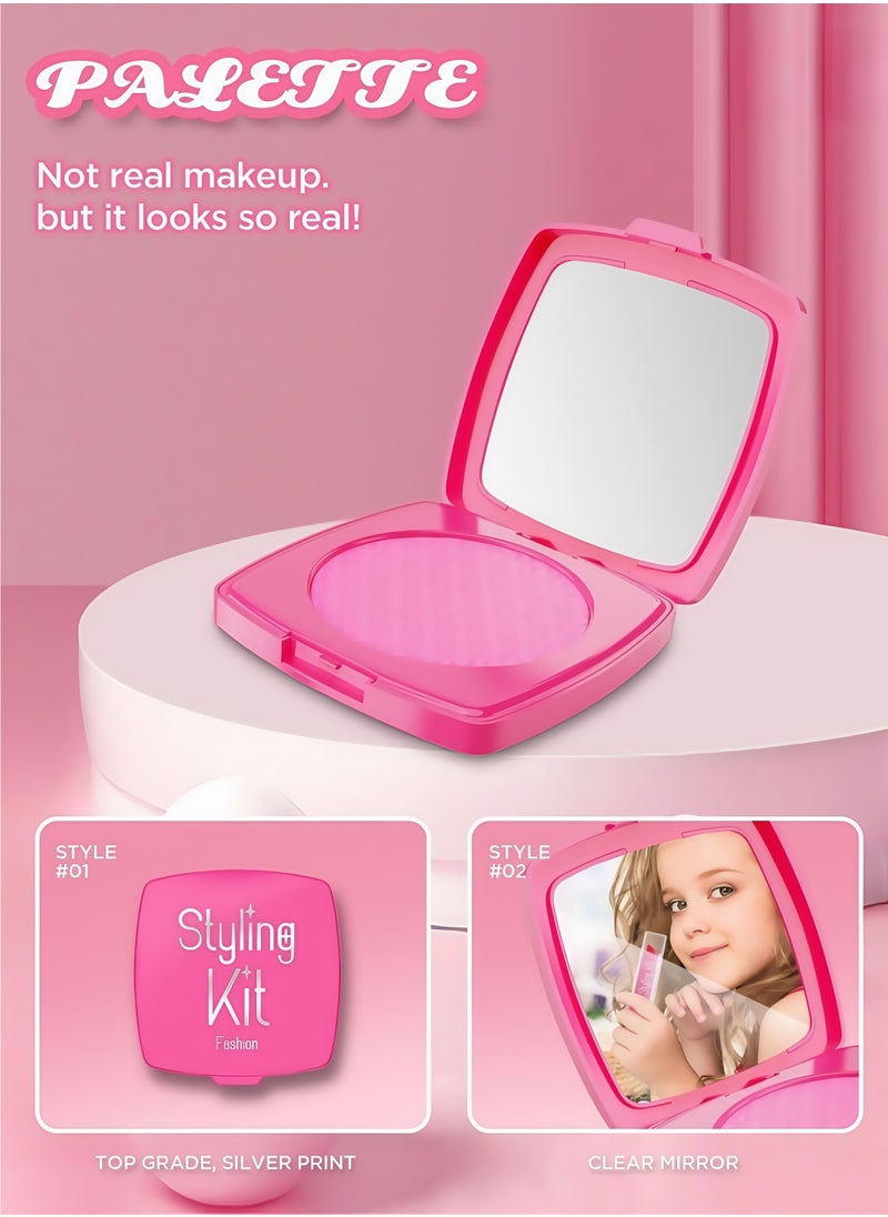 Lullaxx Lullaxx kids makeup kit for girl with Mirror,Laptop Design,Toddler/Kids Makeup Set,Non-toxic Washable,Birthday Gifts for 3 4 5 6 7 8 9 10Years Old Girls,11pcs,pink(Not Real Makeup)  - Image 5