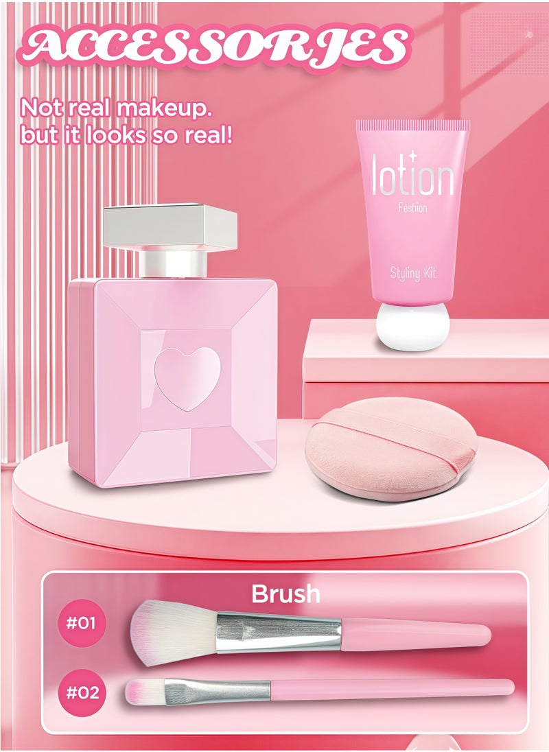 Lullaxx Lullaxx kids makeup kit for girl with Mirror,Laptop Design,Toddler/Kids Makeup Set,Non-toxic Washable,Birthday Gifts for 3 4 5 6 7 8 9 10Years Old Girls,11pcs,pink(Not Real Makeup)  - Image 3