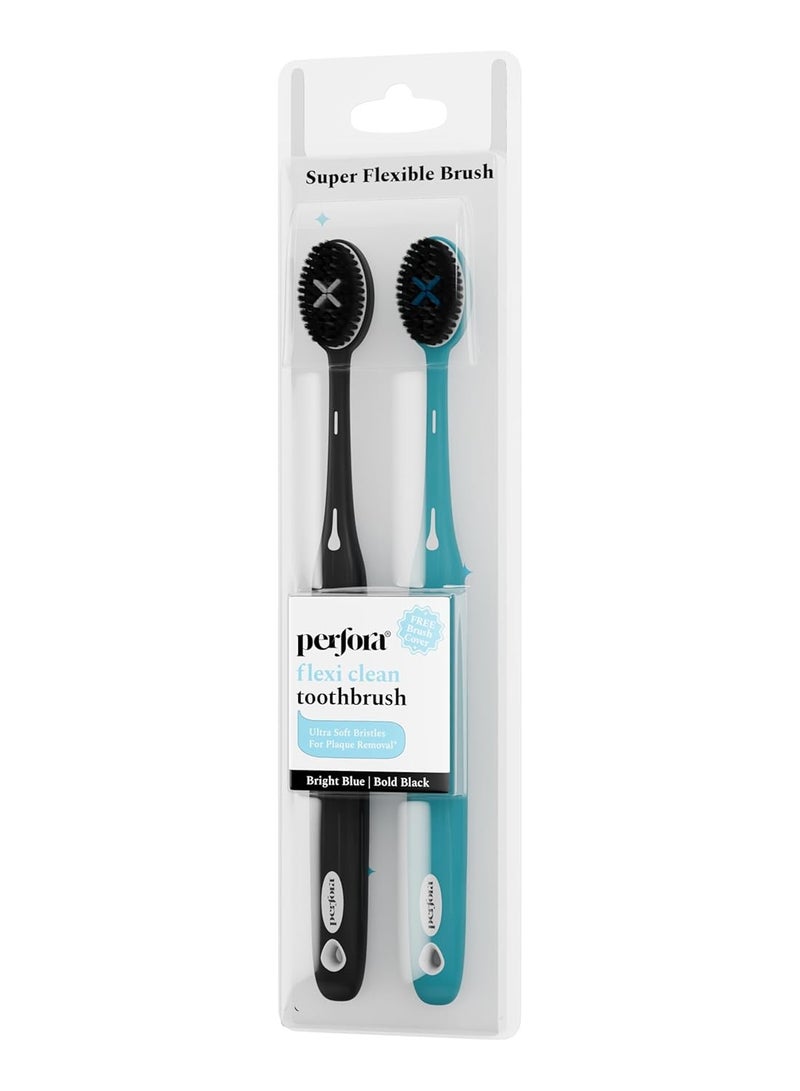 Perfora Flexi Toothbrush For Kids & Adults | With Charcoal Infused Bristles | Ulta Soft Bristles For Plaque Removal | Tooth Brush Set (Pack Of 2) - Image 3