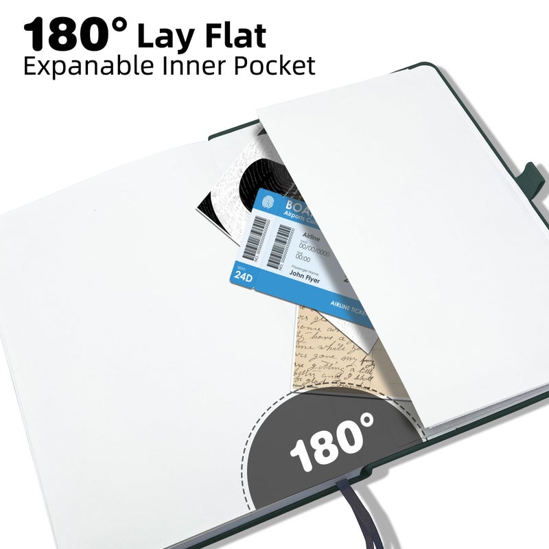 LEAGIM Blank Journal Notebook  A5  192 Pages 100 Gsm Thick Sketch Book For Women Men  Hardcover Leather Unlined Journaling For Work  Notebooks For Writing  5.8 Inches X 8.5 Inches (Dark Green) - Image 5