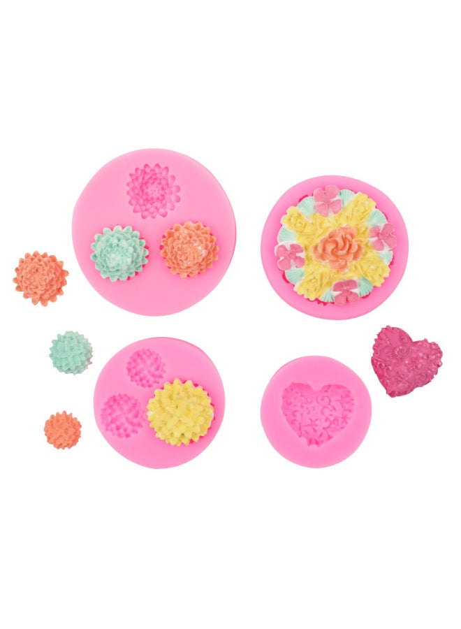 Large And Small Chrysanthemum Lotus Love Rose Flower Silicone Mold Epoxy Decoration DIY Clay Cake Accessories-Specifications:4#15-199 Gray - Image 3