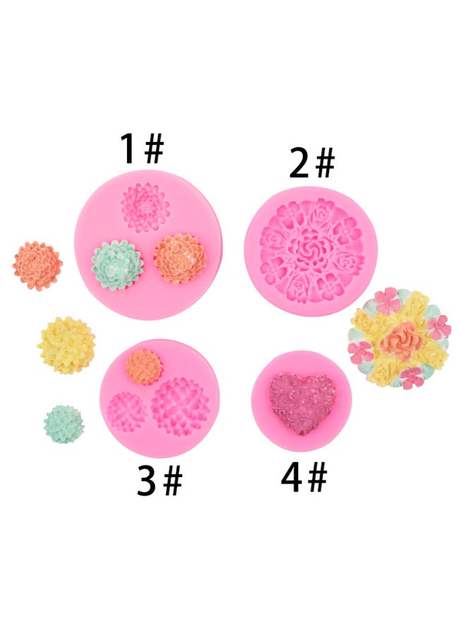Large And Small Chrysanthemum Lotus Love Rose Flower Silicone Mold Epoxy Decoration DIY Clay Cake Accessories-Specifications:4#15-199 Gray - Image 2