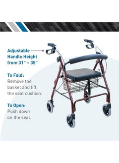 3W Healthcare Rollator Black Walker - Fully Integrated Mobility Support with Foldable Design and Four Wheels  - Image 4