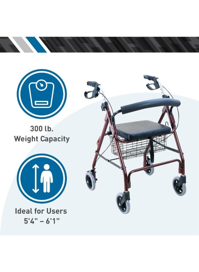 3W Healthcare - Rollator Black Walker - Fully Integrated Mobility Support with Foldable Design and Four Wheels - Image 1