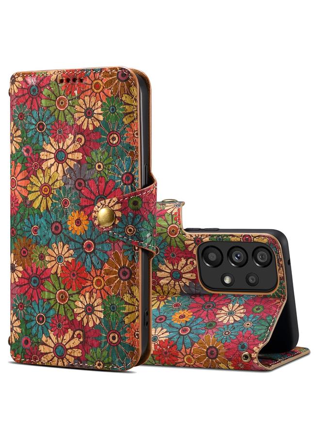 Case For Samsung Galaxy A53 5G Flower Language Series Cork Fabric Oil Edge Leather Phone Case