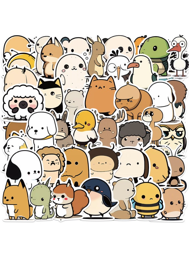 50 Cute Cartoon Big Head Animal Set Stickers Personalized Decorative Luggage Notebook Waterproof Removable Stickers