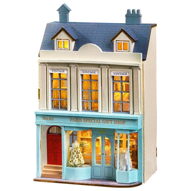 Flever Dollhouse Miniature DIY House Kit Creative Room with Furniture for Romantic Valentines Gift Paris Gift Store - Image 3