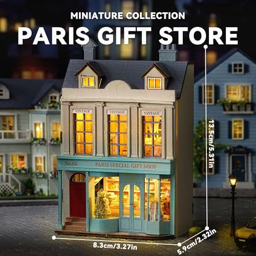 Flever Dollhouse Miniature DIY House Kit Creative Room with Furniture for Romantic Valentines Gift Paris Gift Store - Image 5