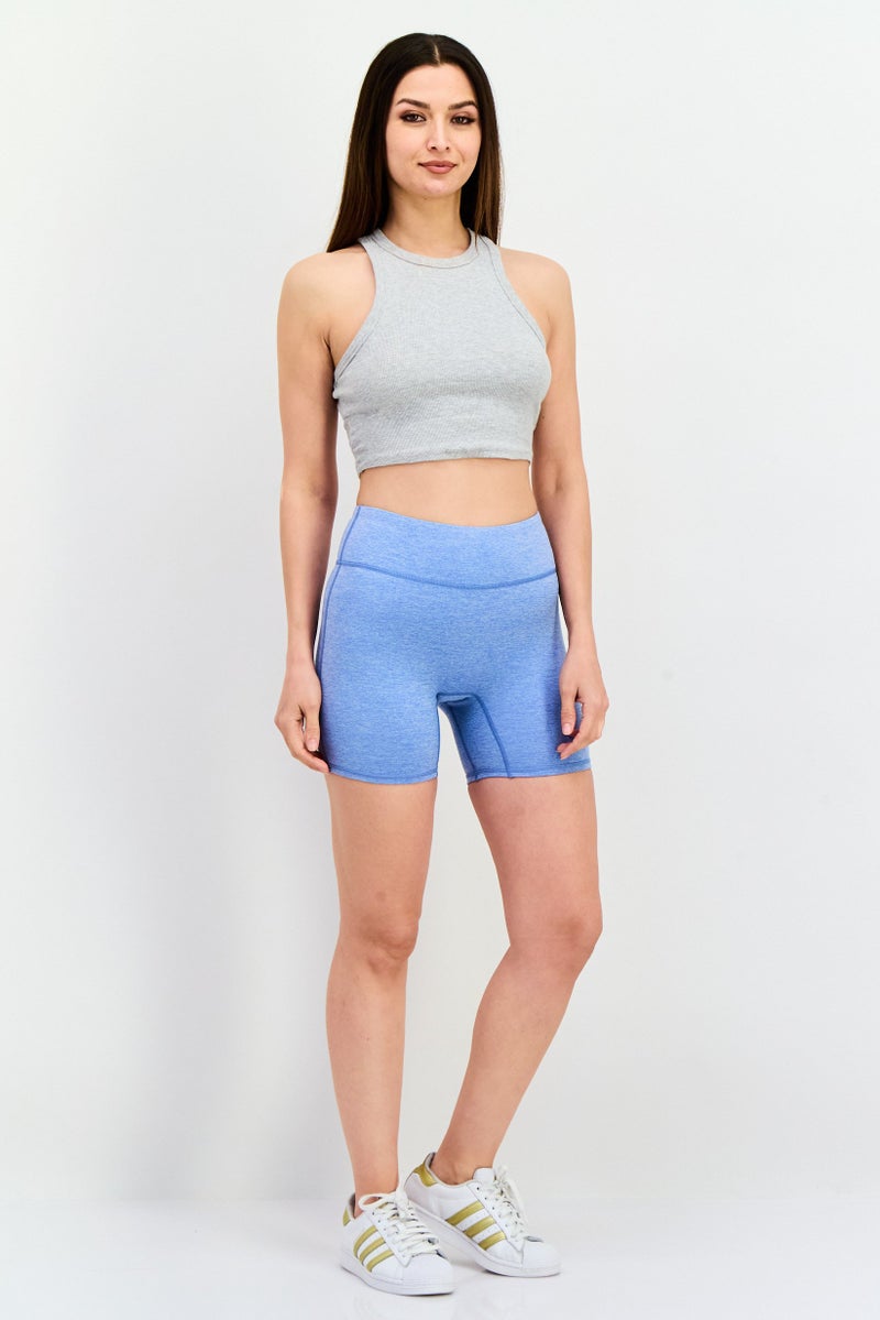 Feat Women Heather Pull On Bike Shorts, Lotus blue  - Image 4