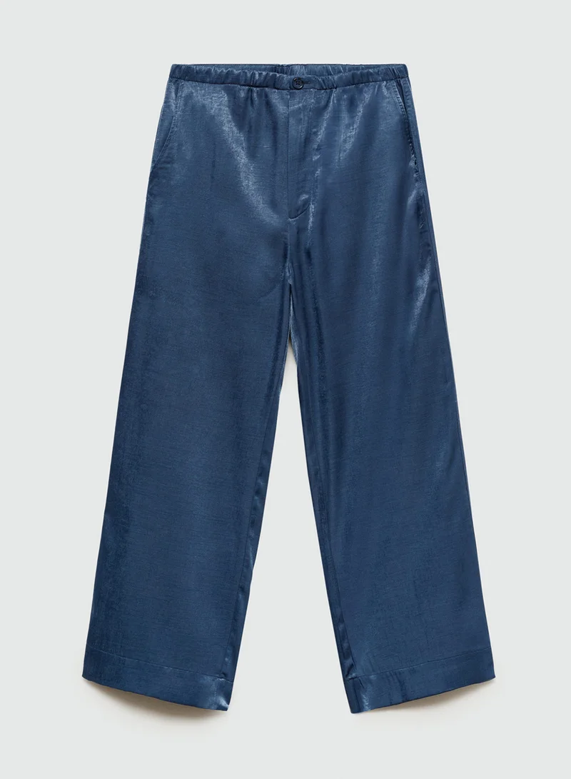 MANGO Satin Crop Trousers