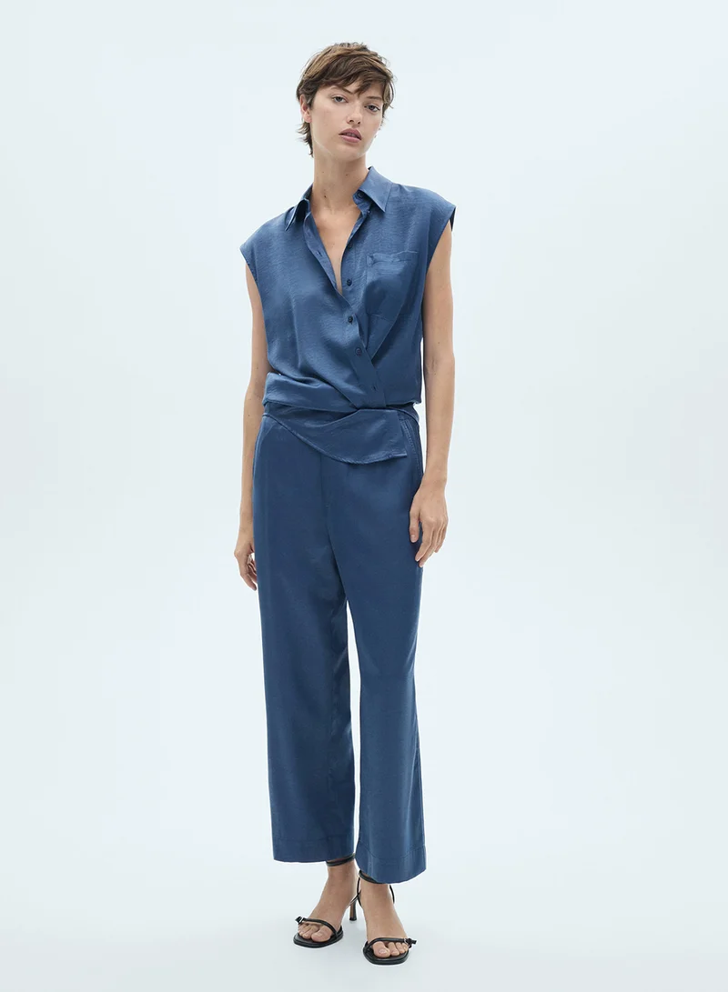 MANGO Satin Crop Trousers