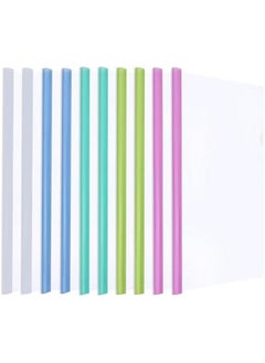 Arabest Pack of 10 Clear Report Covers with Sliding Bars for A4 and Letter Size Papers, Holds up to 60 Sheets, Ideal for School or Office Presentations.  - Image 1