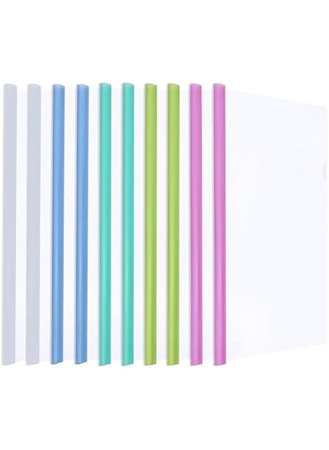 Arabest - Pack of 10 Clear Report Covers with Sliding Bars for A4 and Letter Size Papers, Holds up to 60 Sheets, Ideal for School or Office Presentations. - Image 1