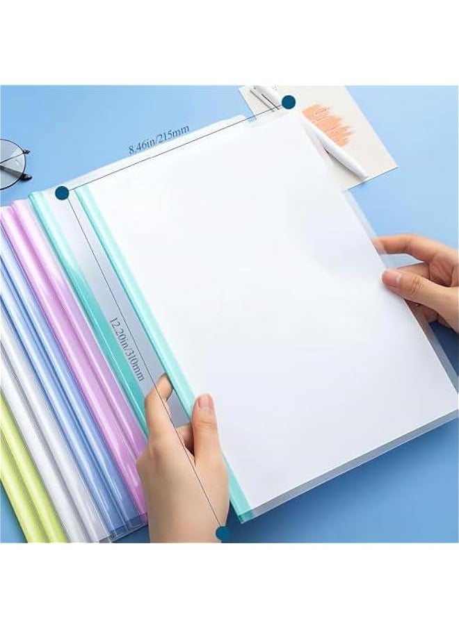 Arabest - Pack of 10 Clear Report Covers with Sliding Bars for A4 and Letter Size Papers, Holds up to 60 Sheets, Ideal for School or Office Presentations. - Image 1