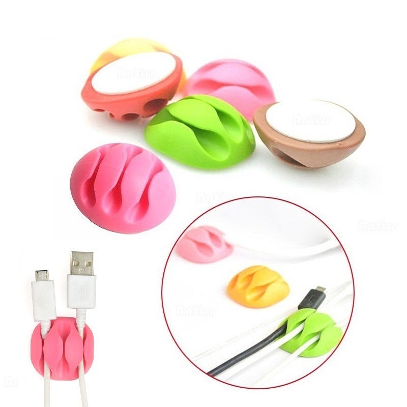 Silicone Cable Organizer With Adhesive Backing, Five-Hole Cable Winder, One-Hole, Two-Hole, Three-Hole Cable Clip With Adhesive Design - Image 5