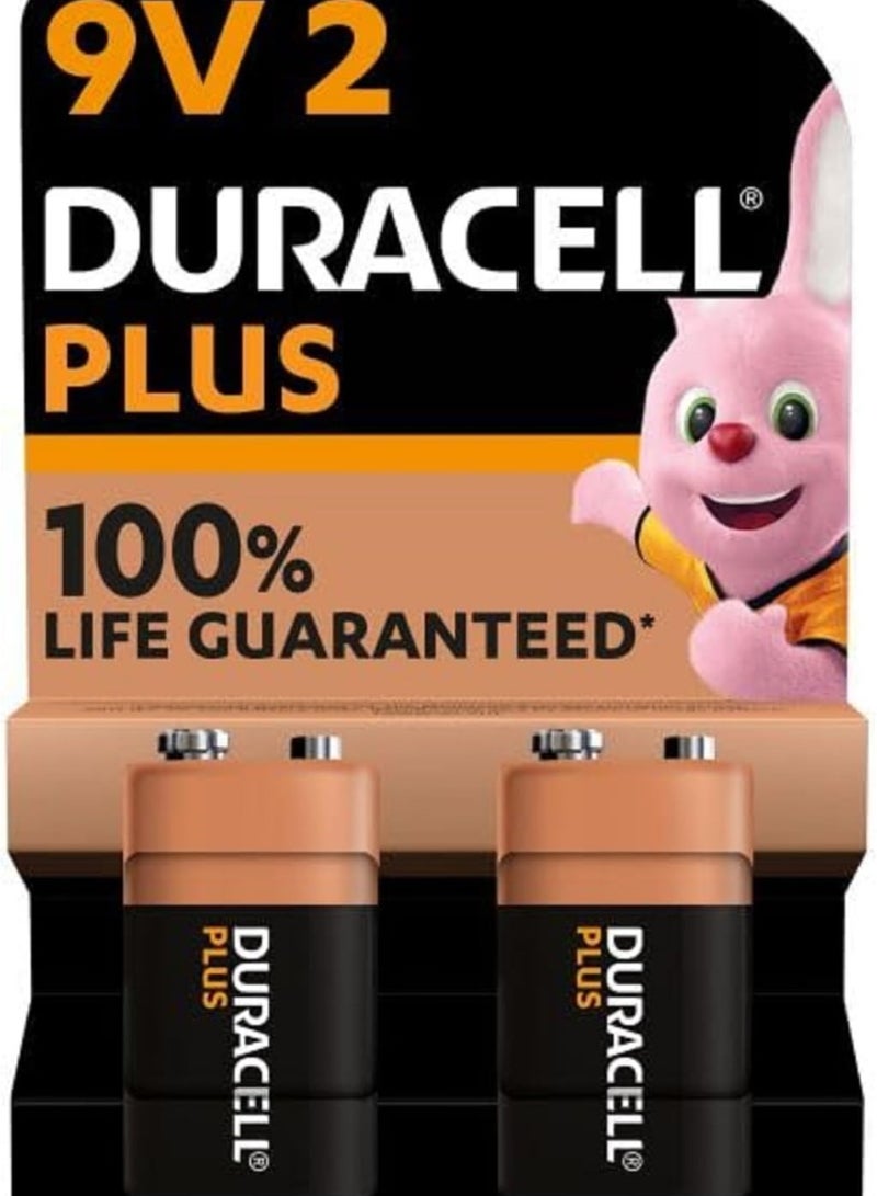 Duracell Alkaline Battery 9V Long Lasting 2 Pc Blister Pack