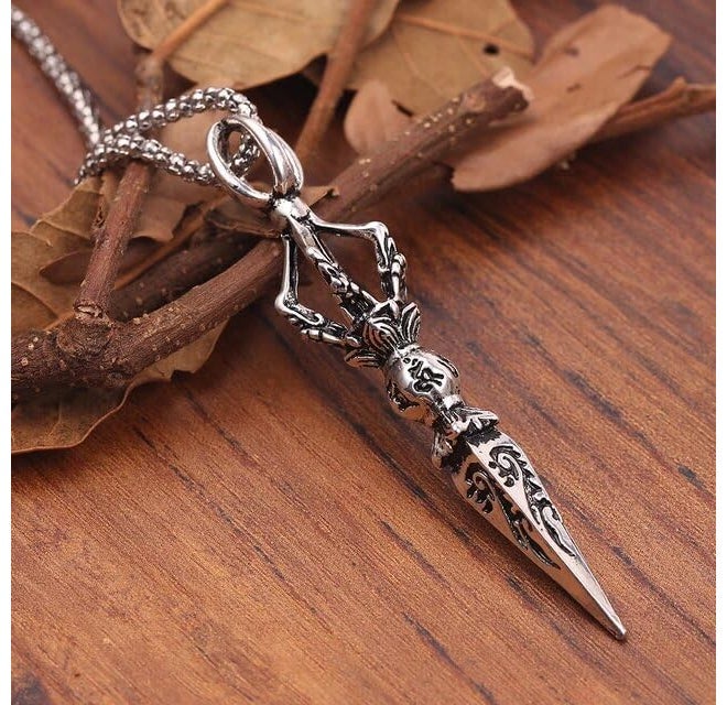 Saiizen Protective Buddhist Pendant Chain Stainless Steel Never Fade Necklace for boys Silver Stainless Steel Pendant Set - Image 2