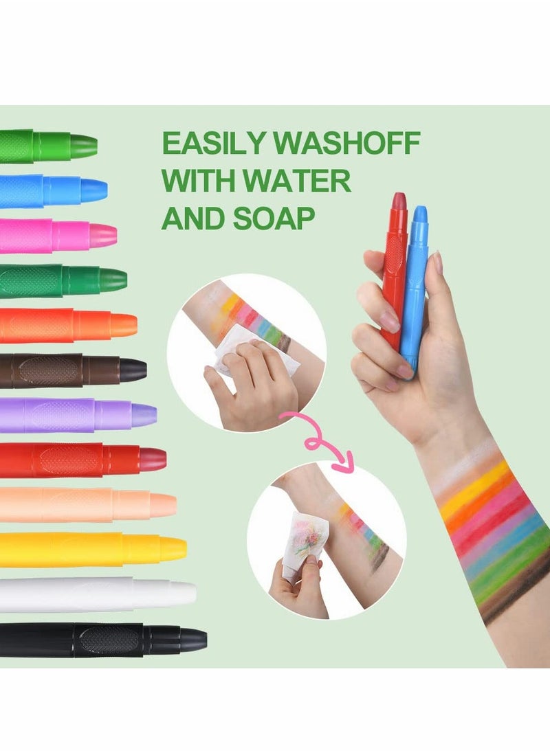 KASTWAVE Face Paint Marker, Face Paint Set, 12 Colors Body Crayons Kit Non-Toxic Face Body Makeup Paint, Body Crayons Kit for Kids, Toddlers, Children Pretend Play, Carnival, Easter, World Cup, Party Makeup  - Image 4