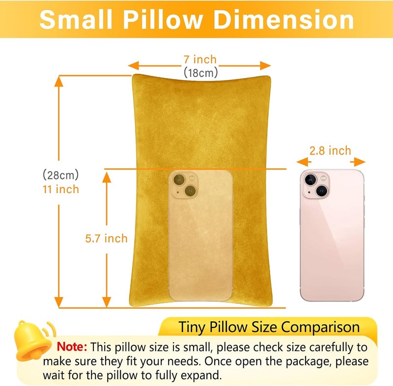 1 MIDDLE ONE 2 Pack Small Pillow, Memory Foam Mini Pillow 11 X 7 Inches for Travel, Sleeping, Nap and Neck, Knee, Lumbar Support, Tiny Cushion for Pet, Dogs (Golden Yellow) - Image 2