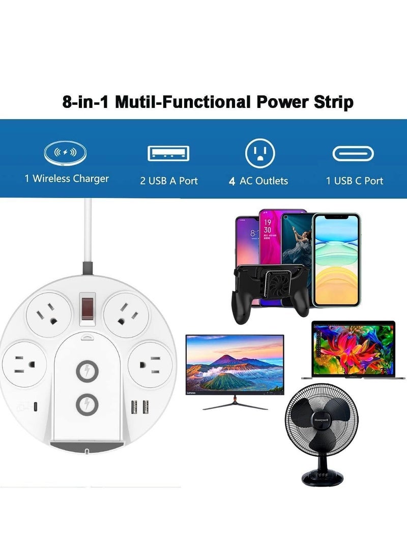 Y&D 20W USB C PD Power Strip Surge Protector with Wireless Charger Tower, Travel Delivery Charging for Phone Laptops Desk Office , 1 C/2 A Ports/4 AC Outlets Plug (UK Plug)  - Image 2