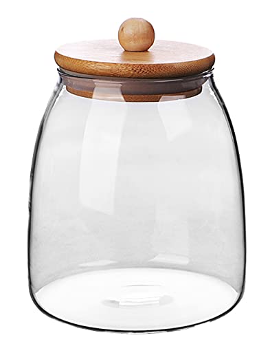 Mozacona Glass Food Storage Container Candy Dish Spice Jar with Seal Wooden Lid