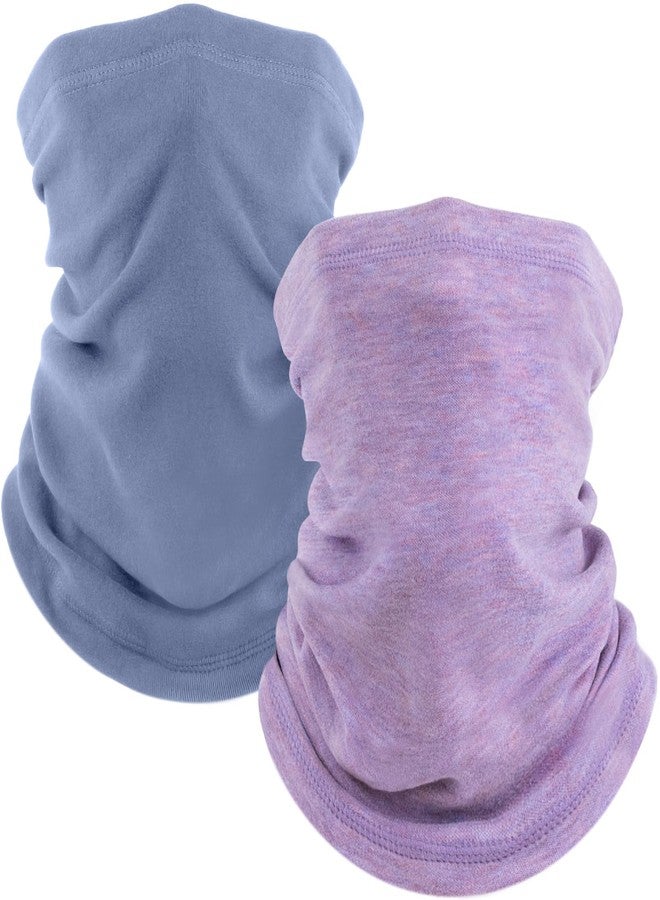 فوينلوث طقم من قطعتين من أغطية الرقبة الشتوية من Fuinloth، وشاح صوف دافئ، وقناع وجه مناسب للطقس البارد للرجال/النساء، أزرق فاتح + بنفسجي فاتح - Image 1