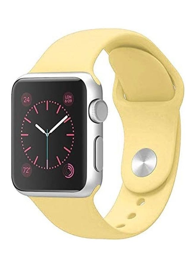 NIBEMINENT Replacement Silicone Strap For Apple Smartwatch 42-44mm Yellow - Image 1