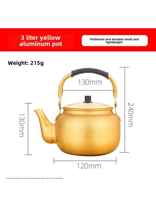 Oxidized Yellow Aluminum Pot Aluminum Kettle Aluminum Teapot Korean-style Rice Wine Pot Warm Wine Pot Household Large Capacity Gas Gas Open-Capacity:3L Yellow Aluminum Pot - Image 1