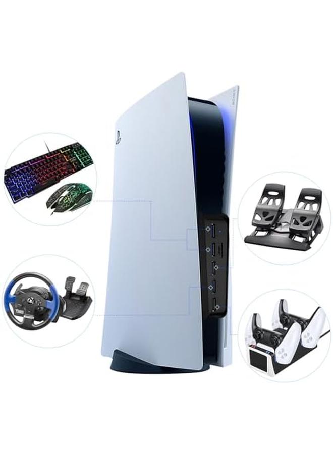 erorex Ps5 Usb Hub Ps5 Extension Usb Type C 3.1 High Speed Transmission Extender With 4 Usb Plus 1 Usb Charging Port Plus 1 Usb C Port Converter Splitter – Black - Image 4