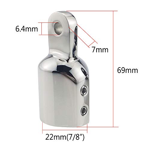 keehui Pair 316SS Heavy Duty7/8 ID Bimini Top Cap External Eye End Boat Fittings with Two Screws Marine Hardware, Fits 7/8" OD Round Tube - Image 3