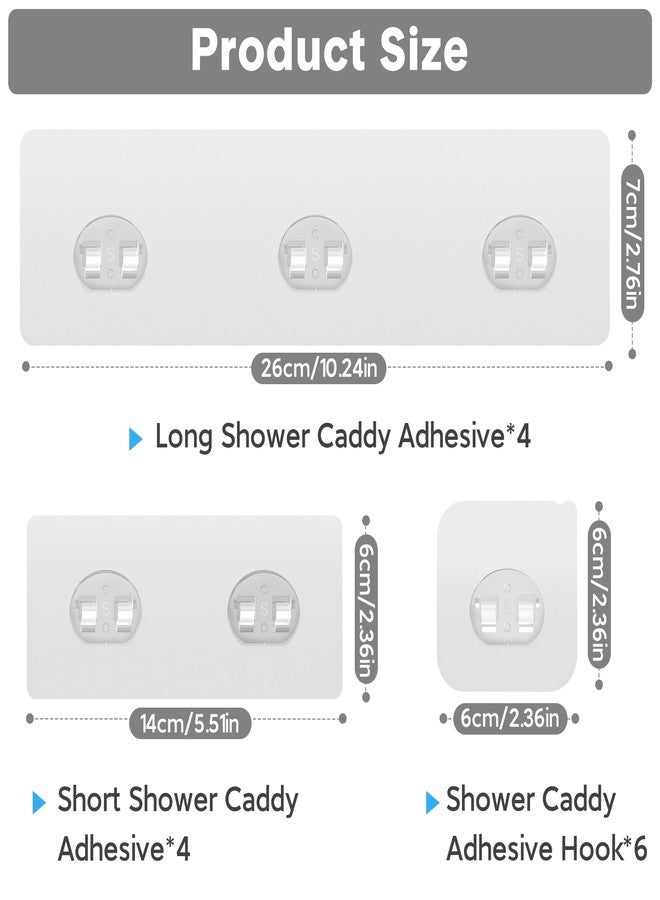 FEPTUASE 14 Pack Shower Caddy Adhesive Replacement, Transparent Strong Adhesive Hooks, No Drilling, Waterproof Wall Hooks for Shower Caddy, Bathroom Storage Shelves and Kitchen Racks - Image 2