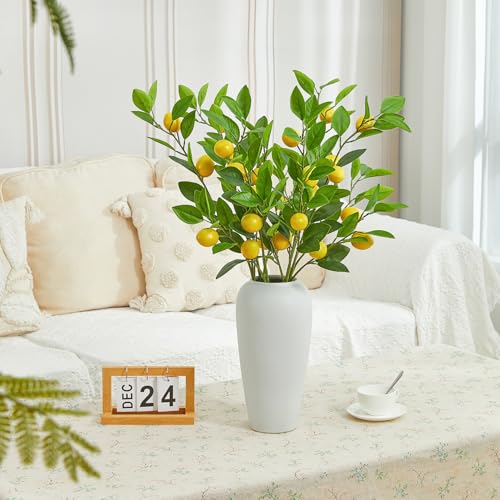 Heleze 36 Inch Artificial Lemon Branches for Vases Greenery Stems with Faux Fruits Realistic Lifelike Fake Lemon Tree Branch for Home Dining Table Kitchen Decor - Image 3