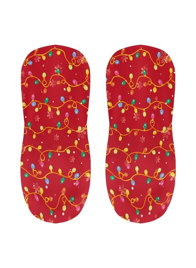 Babrukda Non Slip Christmas Stool Chair Seat Cover 2 Pack Bar Stool Covers with Backs Christmas Lights Square Swivel Chair Seat Slipcover Dust Proof Furniture Seat Protectors for Home Decorations - Image 3