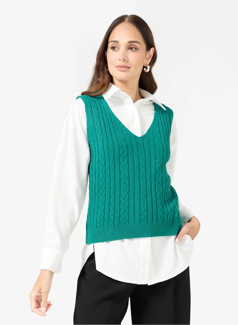 ELLA Cable Knit Sweater Vest