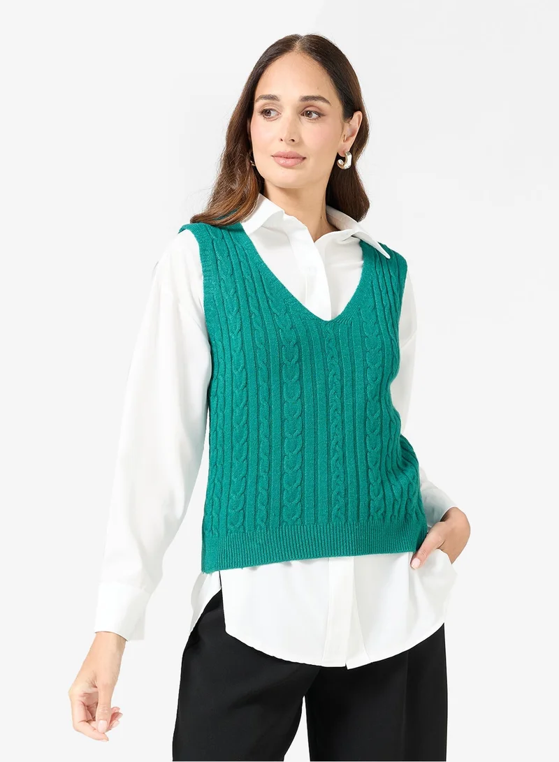 Ella Cable Knit Sweater Vest