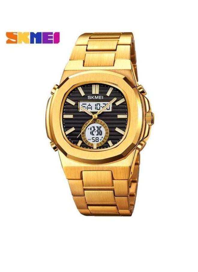 SKMEI Skmei 3 Time Light Date Waterproof Wristwatch Mens Sports Watches 2279  (Gold Black)  - Image 1
