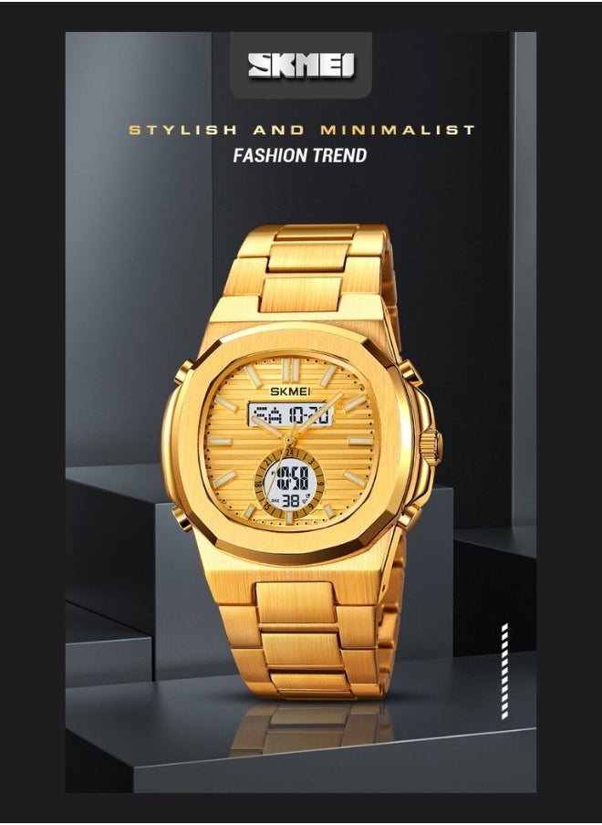 SKMEI Skmei 3 Time Light Date Waterproof Wristwatch Mens Sports Watches 2279  (Gold Black)  - Image 2