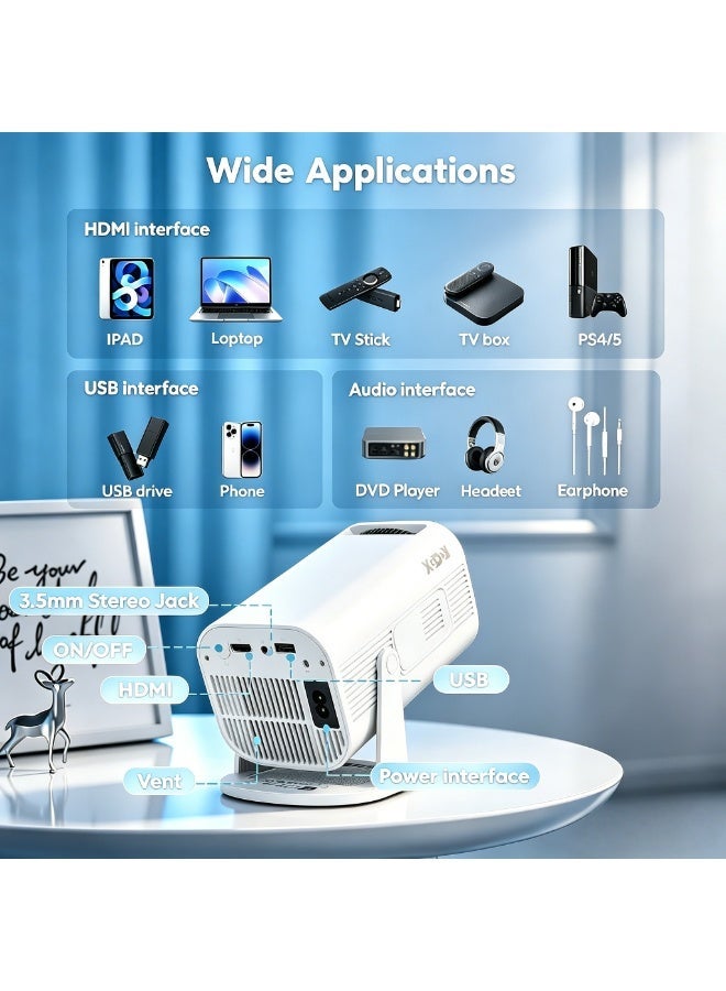 XGODY 300 ANSI 4K Mini Short Throw Projector Wifi6 Android Dual WIFI BT5.2 1280*720P Portable Home Theater - Image 3