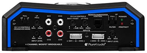 Planet Audio PL1600.4 4 Channel Car Amplifier - 1600 High Output, High/Low Level Inputs, High/Low Pass Crossover, Hook Up to Subwoofer for Bass - Image 4