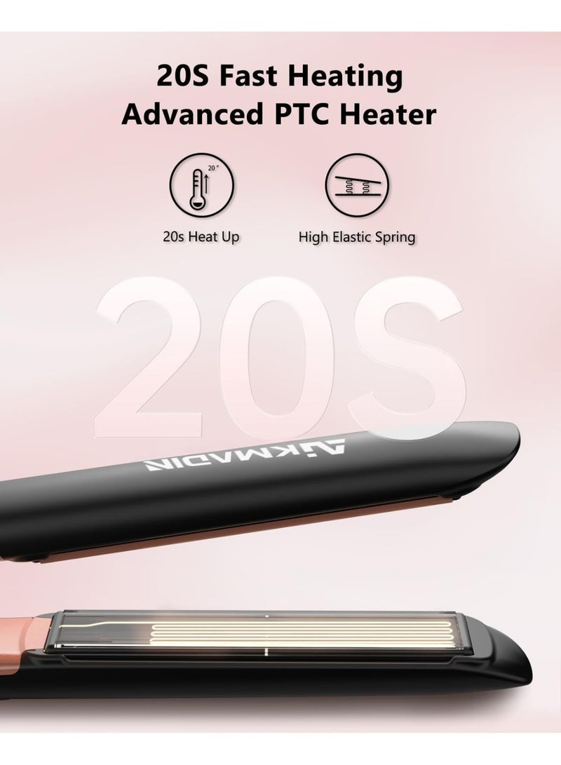 AIKMADIN Ceramic hair straightener, 2-in-1 hair straightener and curling iron, heats up to 500°F in 20 seconds, equipped with ionic technology, titanium ceramic coating, 3D floating plates with vibration feedback, and 6 adjustable heat settings - Image 3